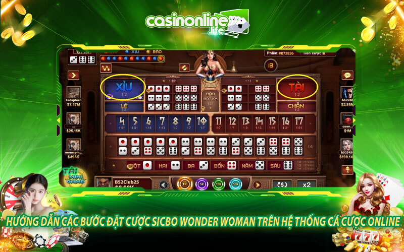 Hướng dẫn các bước đặt cược Sicbo Wonder Woman trên hệ thống cá cược online