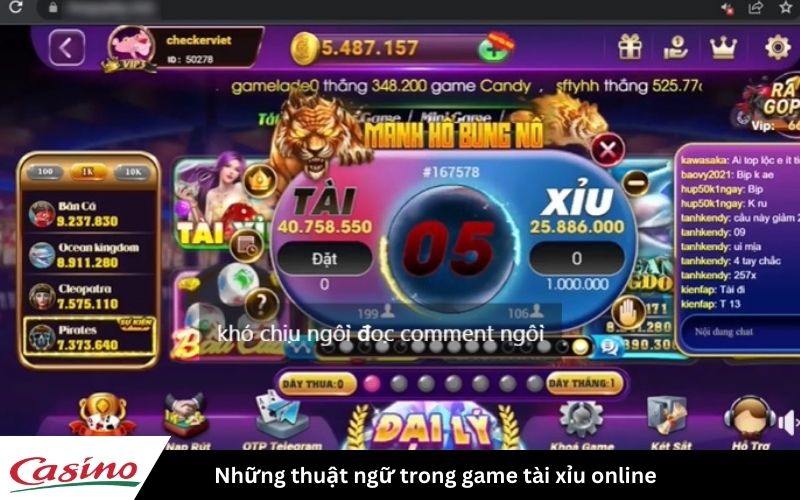 Những thuật ngữ trong game tài xỉu online